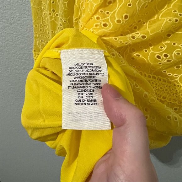 Alice + Olivia Pimmy Yellow Broderie Anglaise Shift Dress Size 4 Short Sleeve - Picture 7 of 7
